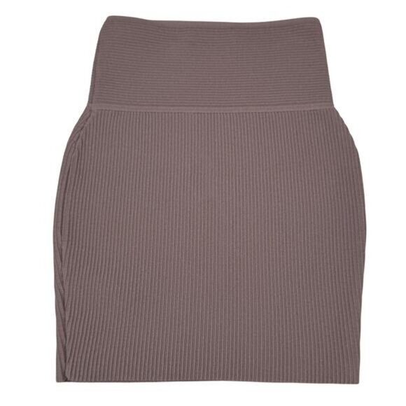 BABATON Aritzia Sculpt Knit Ribbed Mini Skirt Sz XS Deep Taupe - Picture 8 of 8